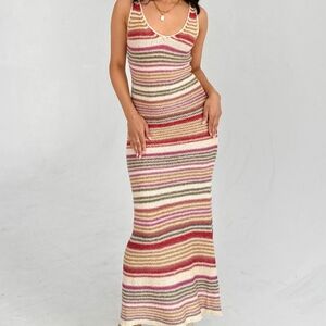 Grey Bandit Small Striped Multicolor Knit Maxi Dress NWT